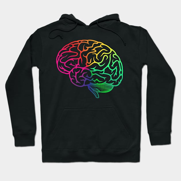 Beautiful Brain Rainbow Pastel Neuroscience Hoodie by labstud